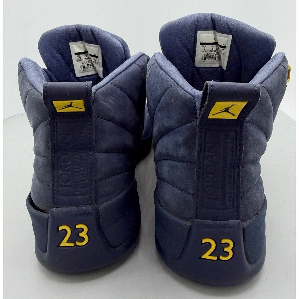 Nike Air Jordan 12 Retro Michigan BQ3180-407 Blue Yellow Mens Size 9